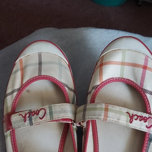 Coach Plaid Mary Jane Shoes - Pink and White - Picture 7 of 7